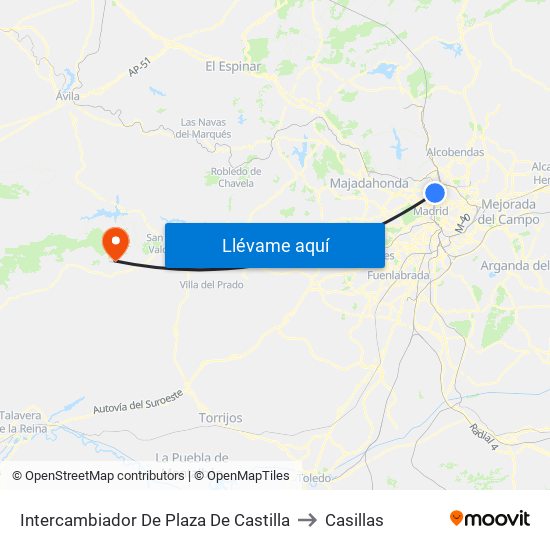 Intercambiador De Plaza De Castilla to Casillas map
