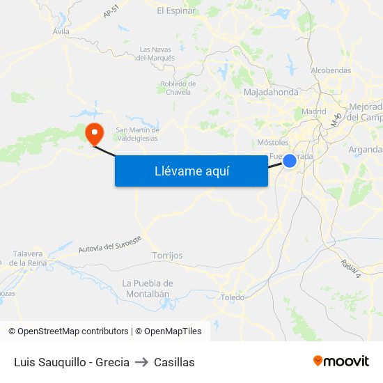 Luis Sauquillo - Grecia to Casillas map