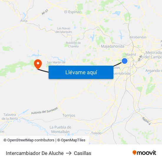 Intercambiador De Aluche to Casillas map