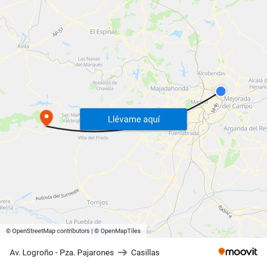 Av. Logroño - Pza. Pajarones to Casillas map
