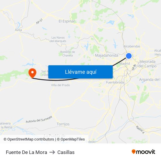 Fuente De La Mora to Casillas map