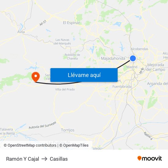 Ramón Y Cajal to Casillas map