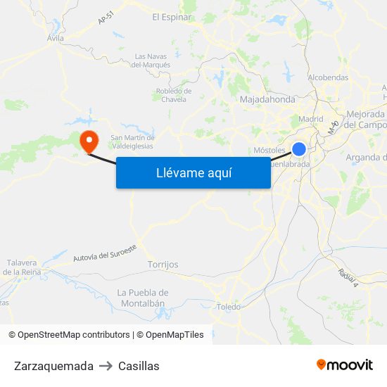 Zarzaquemada to Casillas map