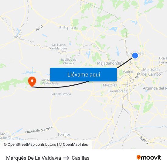 Marqués De La Valdavia to Casillas map