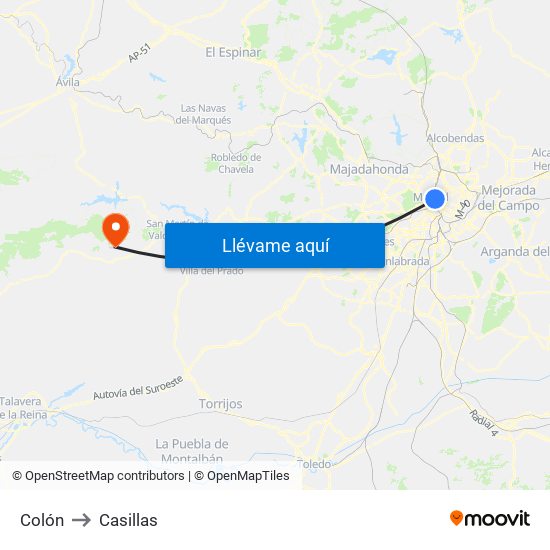 Colón to Casillas map