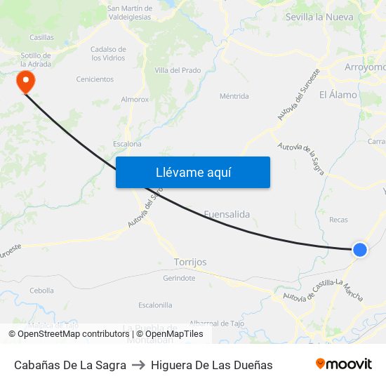 Cabañas De La Sagra to Higuera De Las Dueñas map