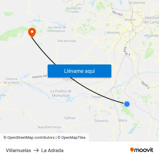 Villamuelas to La Adrada map