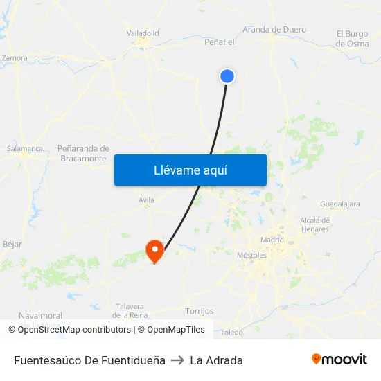 Fuentesaúco De Fuentidueña to La Adrada map