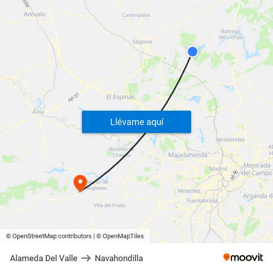 Alameda Del Valle to Navahondilla map