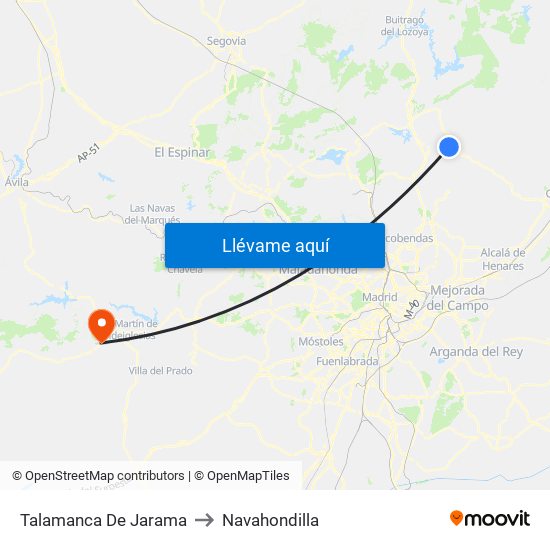 Talamanca De Jarama to Navahondilla map