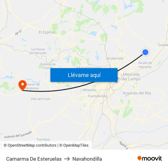 Camarma De Esteruelas to Navahondilla map