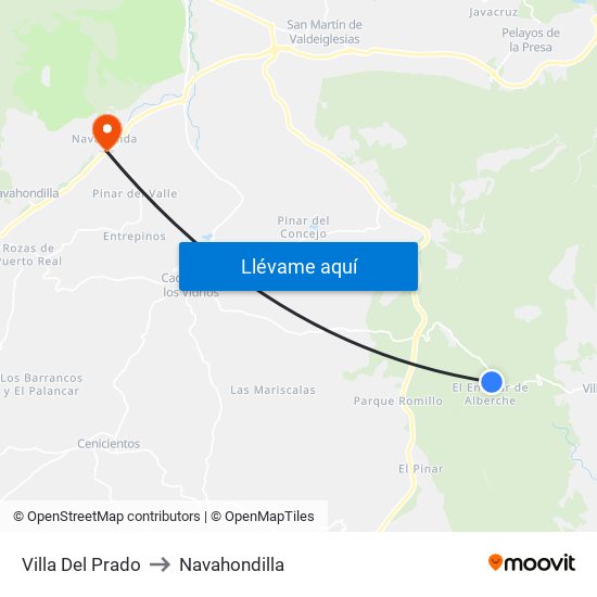 Villa Del Prado to Navahondilla map