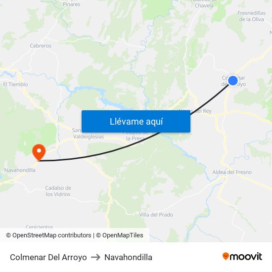Colmenar Del Arroyo to Navahondilla map