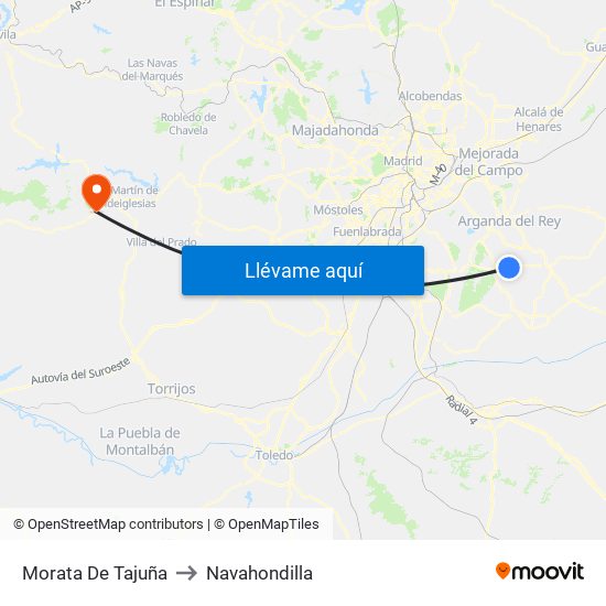 Morata De Tajuña to Navahondilla map