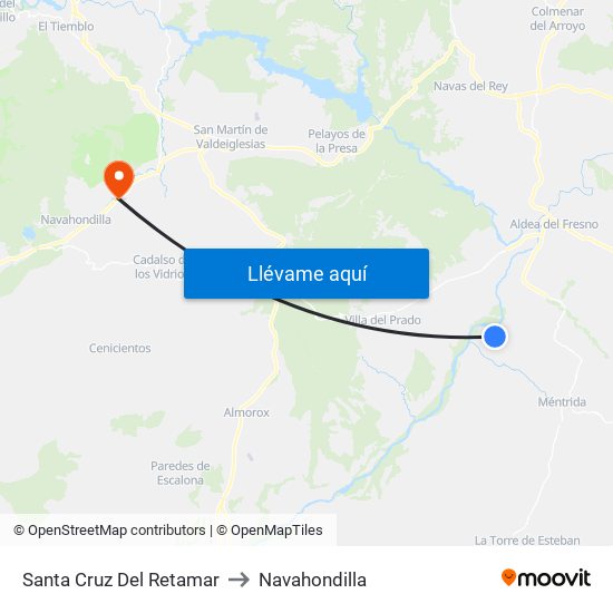 Santa Cruz Del Retamar to Navahondilla map