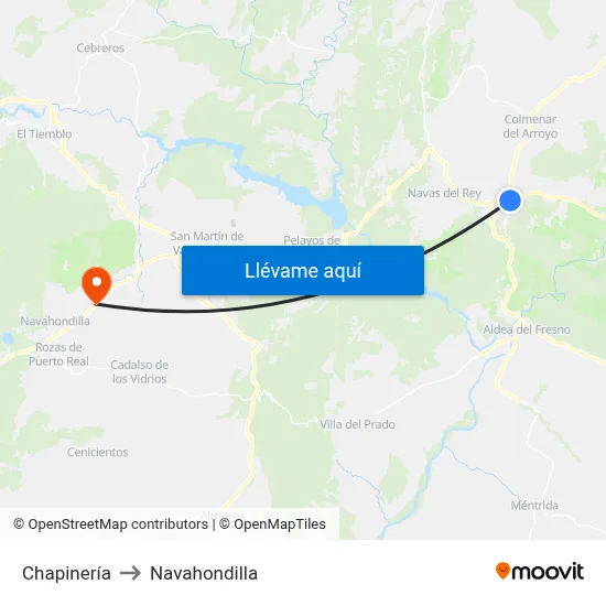 Chapinería to Navahondilla map