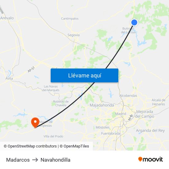 Madarcos to Navahondilla map