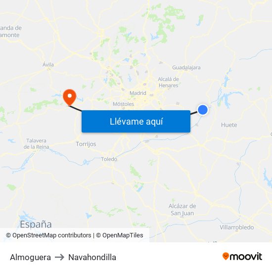 Almoguera to Navahondilla map