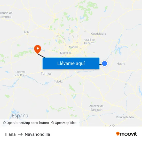 Illana to Navahondilla map