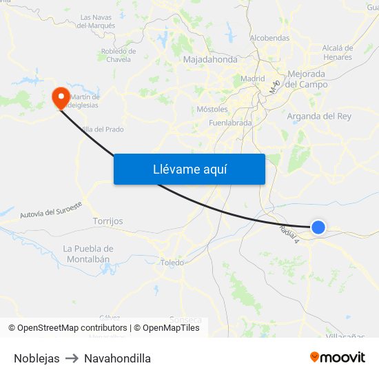 Noblejas to Navahondilla map