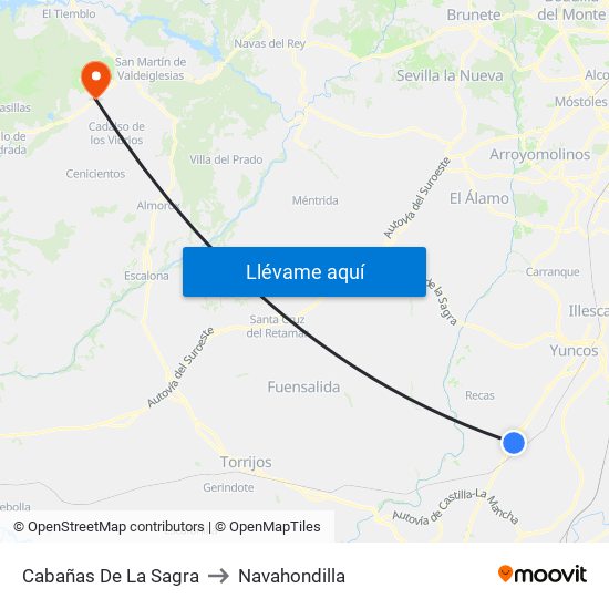 Cabañas De La Sagra to Navahondilla map