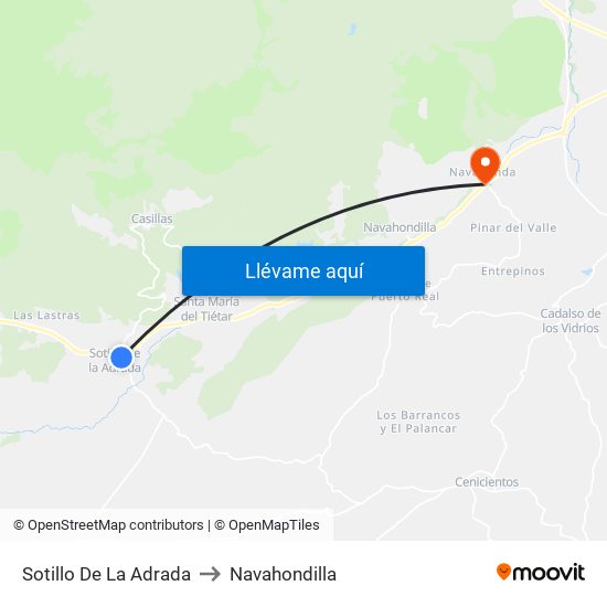 Sotillo De La Adrada to Navahondilla map