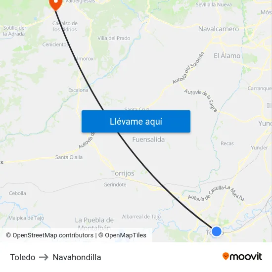 Toledo to Navahondilla map