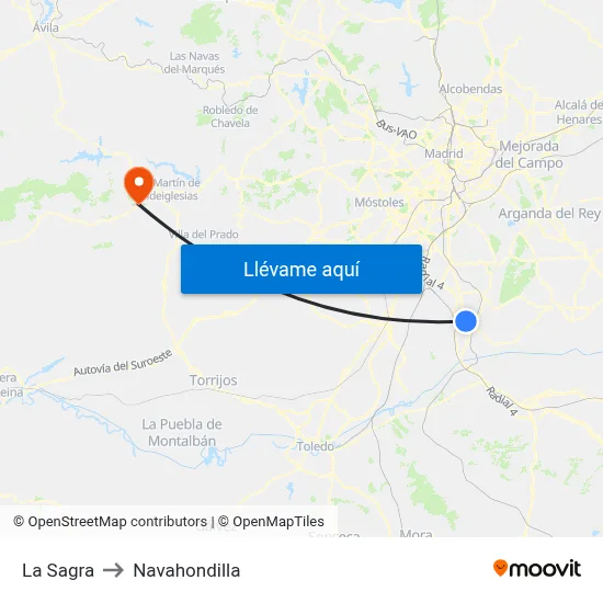 La Sagra to Navahondilla map
