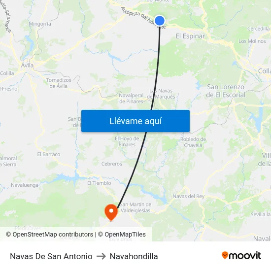 Navas De San Antonio to Navahondilla map