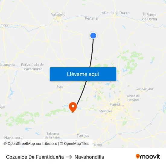 Cozuelos De Fuentidueña to Navahondilla map