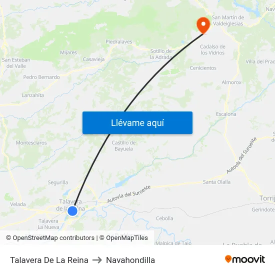 Talavera De La Reina to Navahondilla map