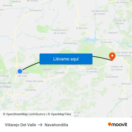 Villarejo Del Valle to Navahondilla map