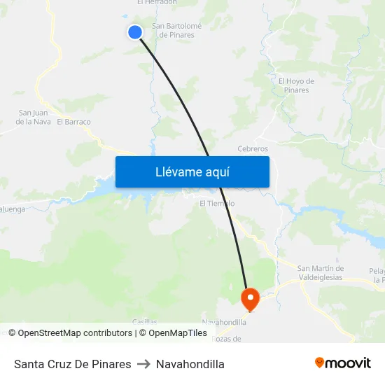 Santa Cruz De Pinares to Navahondilla map