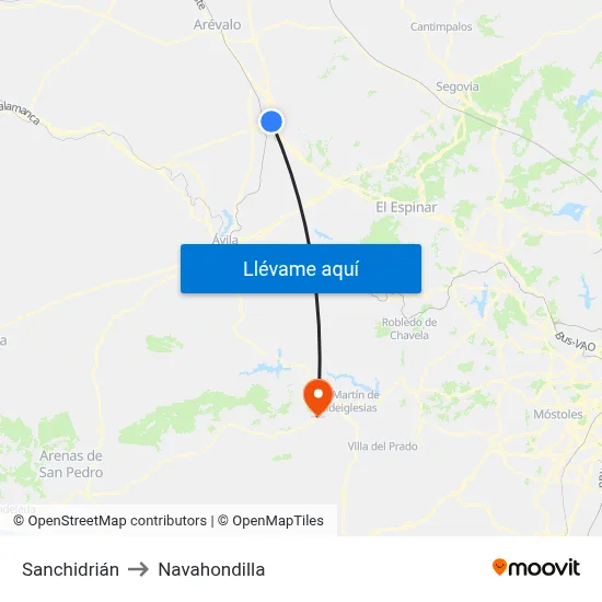 Sanchidrián to Navahondilla map