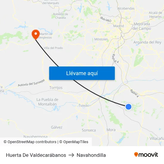 Huerta De Valdecarábanos to Navahondilla map