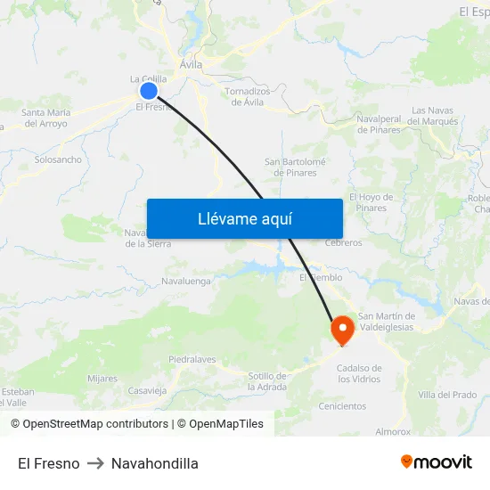 El Fresno to Navahondilla map