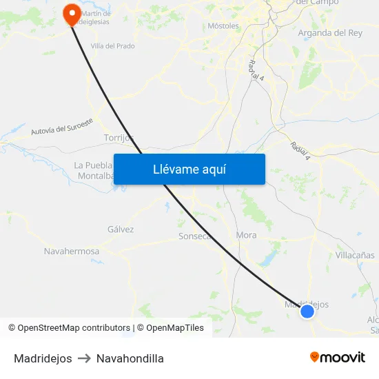 Madridejos to Navahondilla map