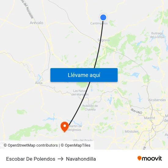 Escobar De Polendos to Navahondilla map