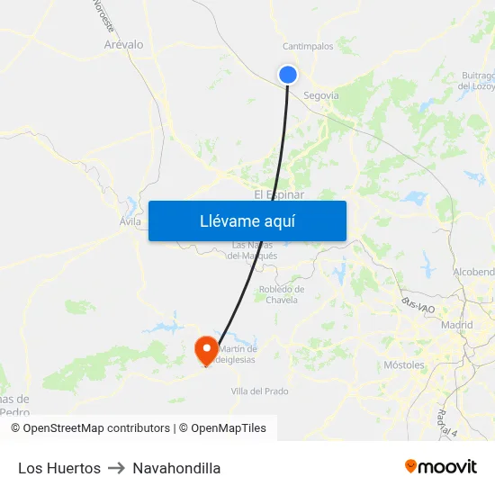 Los Huertos to Navahondilla map