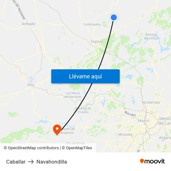 Caballar to Navahondilla map