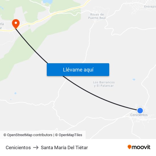 Cenicientos to Santa María Del Tiétar map