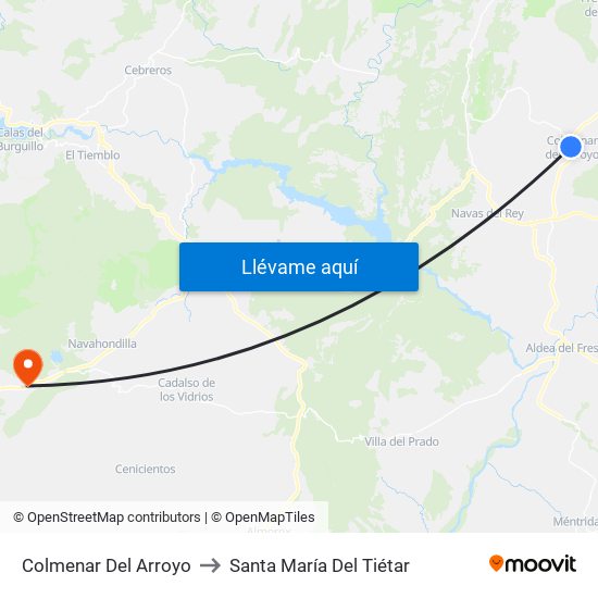 Colmenar Del Arroyo to Santa María Del Tiétar map