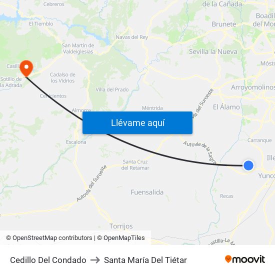 Cedillo Del Condado to Santa María Del Tiétar map