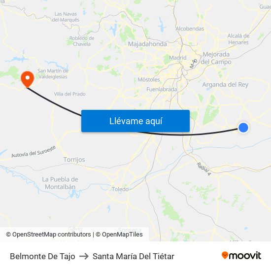 Belmonte De Tajo to Santa María Del Tiétar map