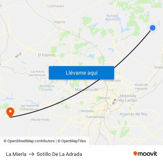 La Mierla to Sotillo De La Adrada map