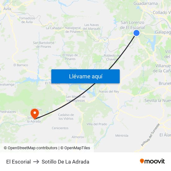 El Escorial to Sotillo De La Adrada map