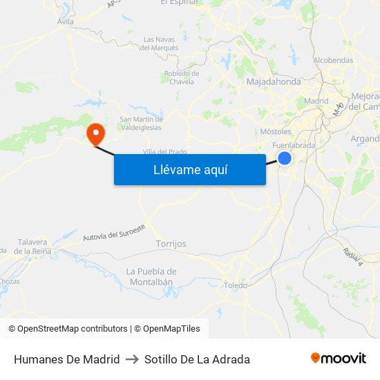 Humanes De Madrid to Sotillo De La Adrada map