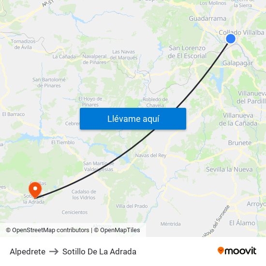 Alpedrete to Sotillo De La Adrada map