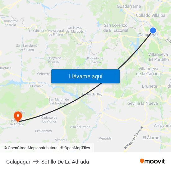 Galapagar to Sotillo De La Adrada map