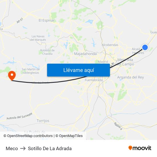 Meco to Sotillo De La Adrada map